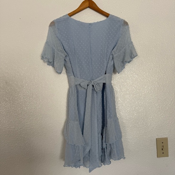 ShowPo Cirilla Blue Polka Dot Mini Tie Dress Size: 6 - Picture 3 of 7